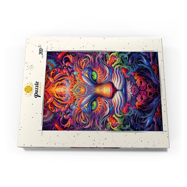 Darstellung des Puzzle Motivs Mystical Psychedelic Cat 200 Puzzle Schachtel Ansicht3