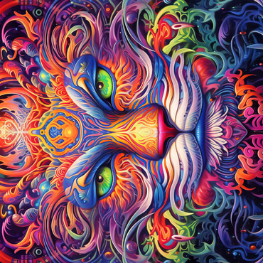 Darstellung des Puzzle Motivs Mystical Psychedelic Cat 200 Puzzle 3D Modell