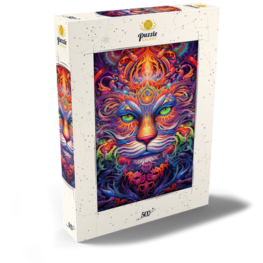Darstellung des Puzzle Motivs Mystical Psychedelic Cat 500 Puzzle Schachtel Ansicht2
