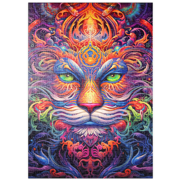 Darstellung des Puzzle Motivs puzzleplate Mystical Psychedelic Cat 500 Puzzle