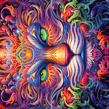 Darstellung des Puzzle Motivs Mystical Psychedelic Cat 500 Puzzle 3D Modell