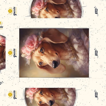 Darstellung des Puzzle Motivs Regal Victorian Dachshund Portrait 1000 Puzzle Schachtel 3D Modell