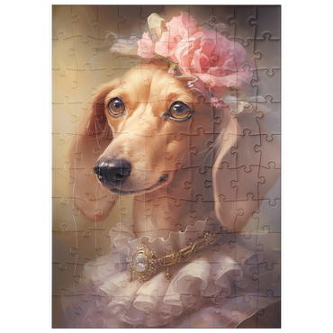 Darstellung des Puzzle Motivs puzzleplate Regal Victorian Dachshund Portrait 100 Puzzle