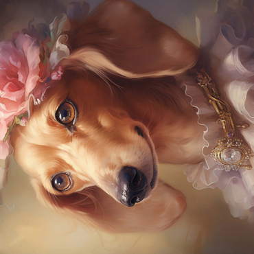 Darstellung des Puzzle Motivs Regal Victorian Dachshund Portrait 200 Puzzle 3D Modell