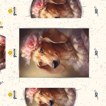 Darstellung des Puzzle Motivs Regal Victorian Dachshund Portrait 500 Puzzle Schachtel 3D Modell