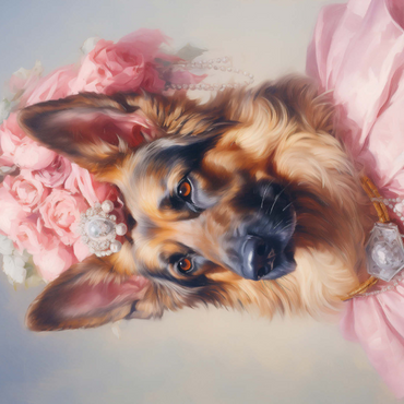 Darstellung des Puzzle Motivs Regal Victorian German Shepherd Portrait 1000 Puzzle 3D Modell