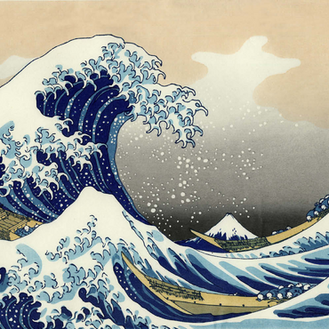 Darstellung des Puzzle Motivs The Great Wave off Kanagawa, Katsushika Hokusai - Iconic Japanese Art 200 Puzzle 3D Modell