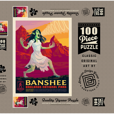 Darstellung des Puzzle Motivs Legends Of The National Parks: Badland's Banshee 100 Puzzle Schachtel 3D Modell