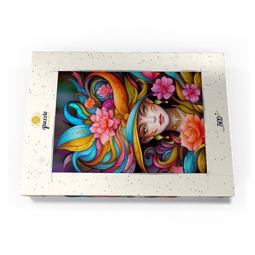 Darstellung des Puzzle Motivs Vibrant Floral Lady with Exotic Elegance 500 Puzzle Schachtel Ansicht3