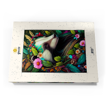 Darstellung des Puzzle Motivs Floral Crowned Badger in Enchanted Forest 1000 Puzzle Schachtel Ansicht3