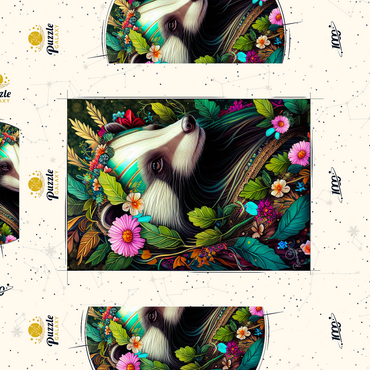 Darstellung des Puzzle Motivs Floral Crowned Badger in Enchanted Forest 1000 Puzzle Schachtel 3D Modell