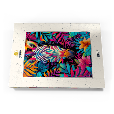 Darstellung des Puzzle Motivs Vibrant Zebra in Tropical Jungle 1000 Puzzle Schachtel Ansicht3