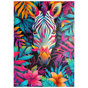 Darstellung des Puzzle Motivs puzzleplate Vibrant Zebra in Tropical Jungle 100 Puzzle