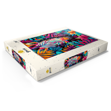 Darstellung des Puzzle Motivs Vibrant Zebra in Tropical Jungle 200 Puzzle Schachtel Ansicht1