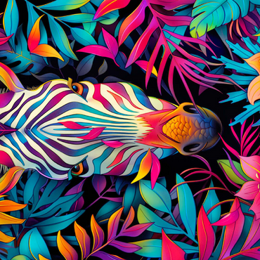 Darstellung des Puzzle Motivs Vibrant Zebra in Tropical Jungle 500 Puzzle 3D Modell