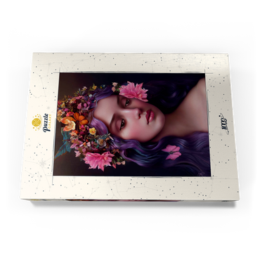 Darstellung des Puzzle Motivs Ethereal Woman with Floral Crown and Violet Hair 1000 Puzzle Schachtel Ansicht3