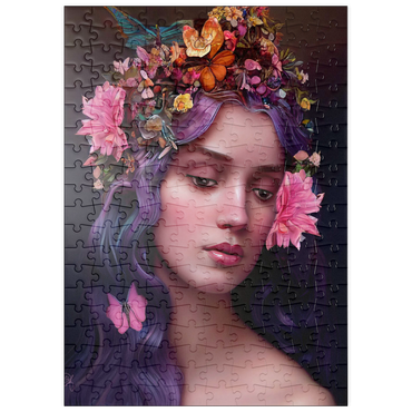 Darstellung des Puzzle Motivs puzzleplate Ethereal Woman with Floral Crown and Violet Hair 200 Puzzle
