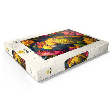 Darstellung des Puzzle Motivs Golden Parrot with Tropical Blooms 200 Puzzle Schachtel Ansicht1