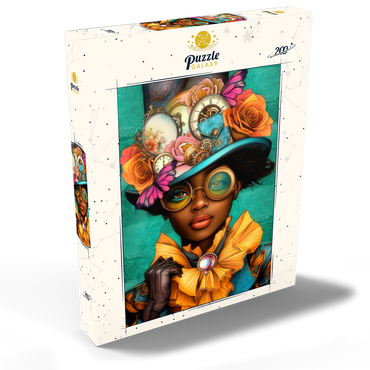 Darstellung des Puzzle Motivs Steampunk Woman with Floral Hat and Gears 200 Puzzle Schachtel Ansicht2