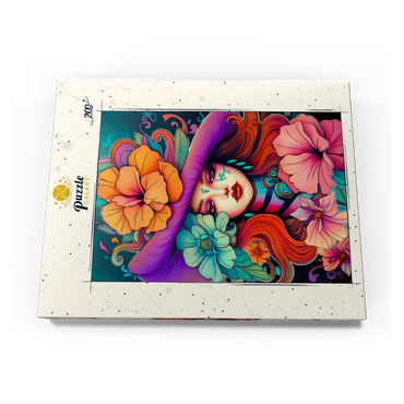 Darstellung des Puzzle Motivs Floral Muse with Violet Hat and Fiery Hair 200 Puzzle Schachtel Ansicht3