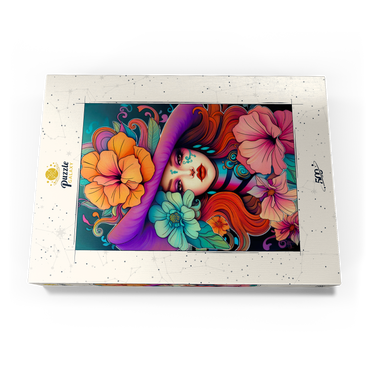 Darstellung des Puzzle Motivs Floral Muse with Violet Hat and Fiery Hair 500 Puzzle Schachtel Ansicht3