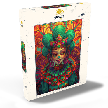 Darstellung des Puzzle Motivs Vibrant Fantasy Woman in Ornate Cultural Attire 100 Puzzle Schachtel Ansicht2