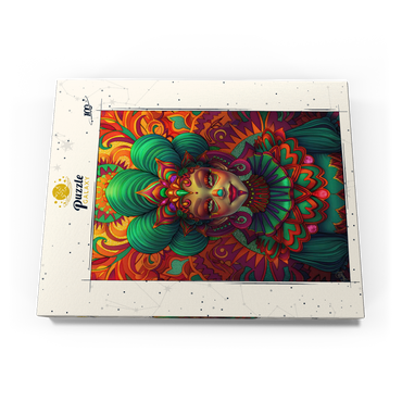 Darstellung des Puzzle Motivs Vibrant Fantasy Woman in Ornate Cultural Attire 100 Puzzle Schachtel Ansicht3