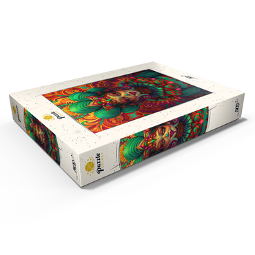 Darstellung des Puzzle Motivs Vibrant Fantasy Woman in Ornate Cultural Attire 500 Puzzle Schachtel Ansicht1