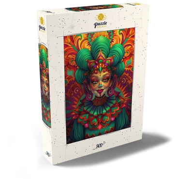 Darstellung des Puzzle Motivs Vibrant Fantasy Woman in Ornate Cultural Attire 500 Puzzle Schachtel Ansicht2