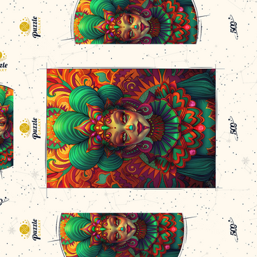 Darstellung des Puzzle Motivs Vibrant Fantasy Woman in Ornate Cultural Attire 500 Puzzle Schachtel 3D Modell