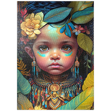 Darstellung des Puzzle Motivs puzzleplate Ethereal Child Portrait with Floral and Tribal Accents 1000 Puzzle