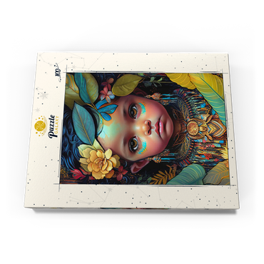 Darstellung des Puzzle Motivs Ethereal Child Portrait with Floral and Tribal Accents 100 Puzzle Schachtel Ansicht3