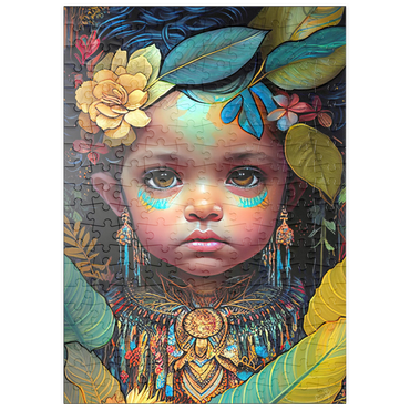 Darstellung des Puzzle Motivs puzzleplate Ethereal Child Portrait with Floral and Tribal Accents 200 Puzzle