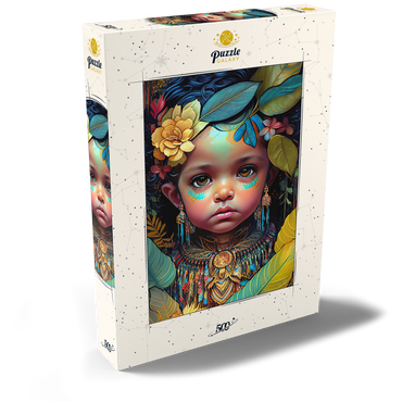 Darstellung des Puzzle Motivs Ethereal Child Portrait with Floral and Tribal Accents 500 Puzzle Schachtel Ansicht2