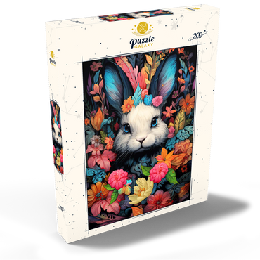 Darstellung des Puzzle Motivs Whimsical Bunny in a Floral Wonderland 200 Puzzle Schachtel Ansicht2