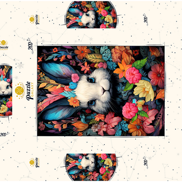 Darstellung des Puzzle Motivs Whimsical Bunny in a Floral Wonderland 200 Puzzle Schachtel 3D Modell