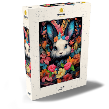 Darstellung des Puzzle Motivs Whimsical Bunny in a Floral Wonderland 500 Puzzle Schachtel Ansicht2