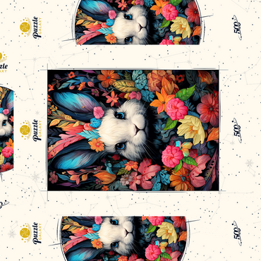 Darstellung des Puzzle Motivs Whimsical Bunny in a Floral Wonderland 500 Puzzle Schachtel 3D Modell
