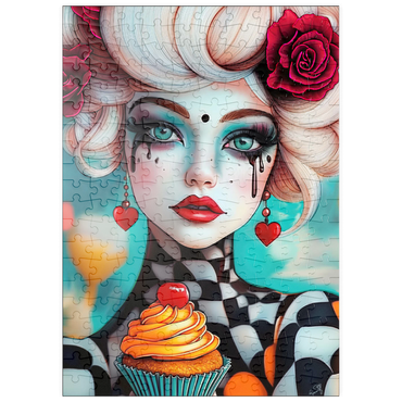 Darstellung des Puzzle Motivs puzzleplate Whimsical Woman with Cupcake and Surreal Makeup 200 Puzzle