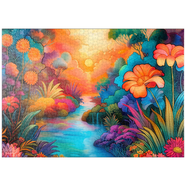 Darstellung des Puzzle Motivs puzzleplate Fantasy River Valley with Vibrant Sunset 1000 Puzzle