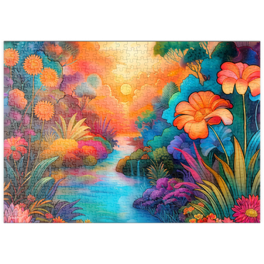 Darstellung des Puzzle Motivs puzzleplate Fantasy River Valley with Vibrant Sunset 500 Puzzle