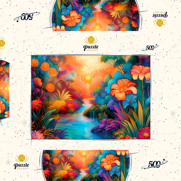 Darstellung des Puzzle Motivs Fantasy River Valley with Vibrant Sunset 500 Puzzle Schachtel 3D Modell
