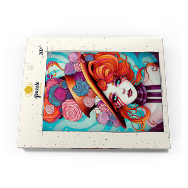 Darstellung des Puzzle Motivs Whimsical Rose Hat and Fiery Hair Portrait 200 Puzzle Schachtel Ansicht3