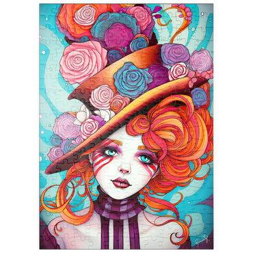 Darstellung des Puzzle Motivs puzzleplate Whimsical Rose Hat and Fiery Hair Portrait 200 Puzzle
