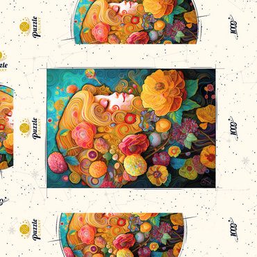 Darstellung des Puzzle Motivs Golden Floral Dreams in Swirling Harmony 1000 Puzzle Schachtel 3D Modell