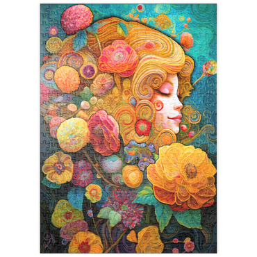Darstellung des Puzzle Motivs puzzleplate Golden Floral Dreams in Swirling Harmony 500 Puzzle