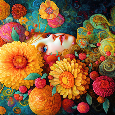 Darstellung des Puzzle Motivs Sunlit Blossoms and Raspberry Dreams 1000 Puzzle 3D Modell