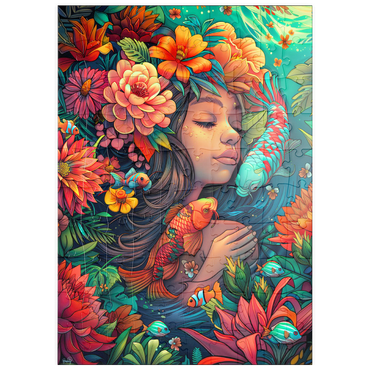 Darstellung des Puzzle Motivs puzzleplate Underwater Dream with Koi and Blooms 100 Puzzle