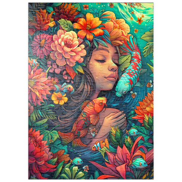 Darstellung des Puzzle Motivs puzzleplate Underwater Dream with Koi and Blooms 200 Puzzle