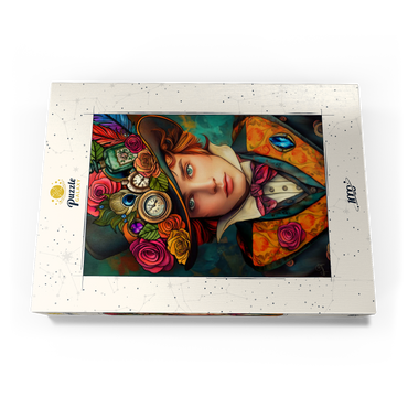 Darstellung des Puzzle Motivs Whimsical Steampunk Gentleman with Floral and Clock-Adorned Hat 1000 Puzzle Schachtel Ansicht3